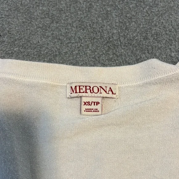 Merona Women’s White Button Up Sweater - Picture 3 of 3